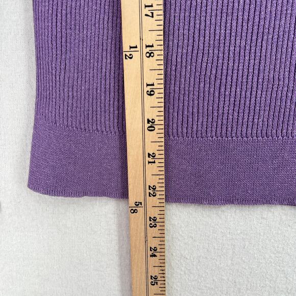 MASSIMO DUTTI Sweater Womens Medium Purple Ribbed Keyhole Tie Back Italian Yarn - Picture 13 of 13
